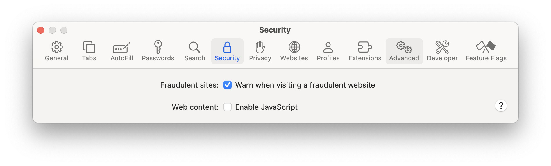 screenshot of disabling JavaScript in the browser