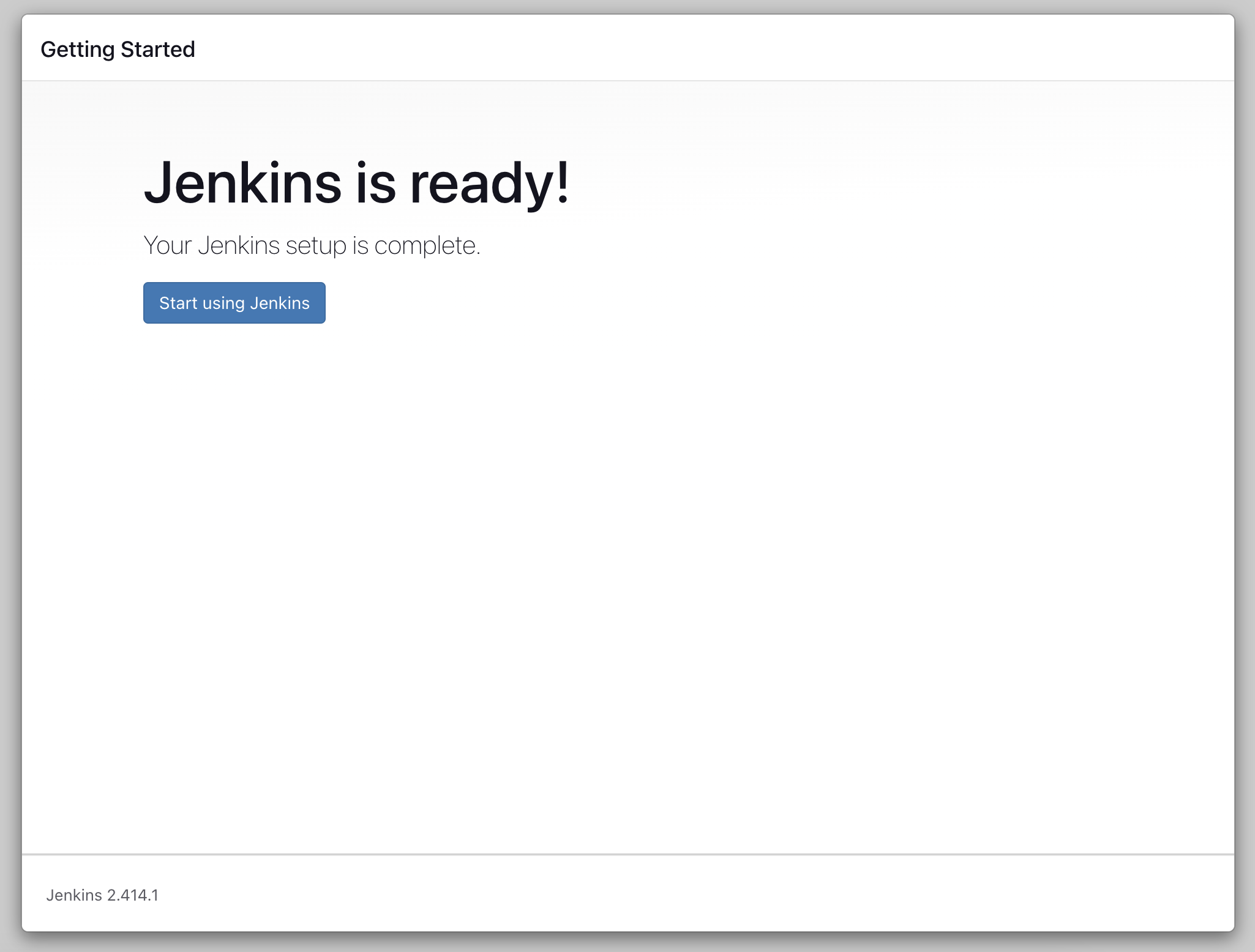 Screenshot of the finished setup of Jenkins