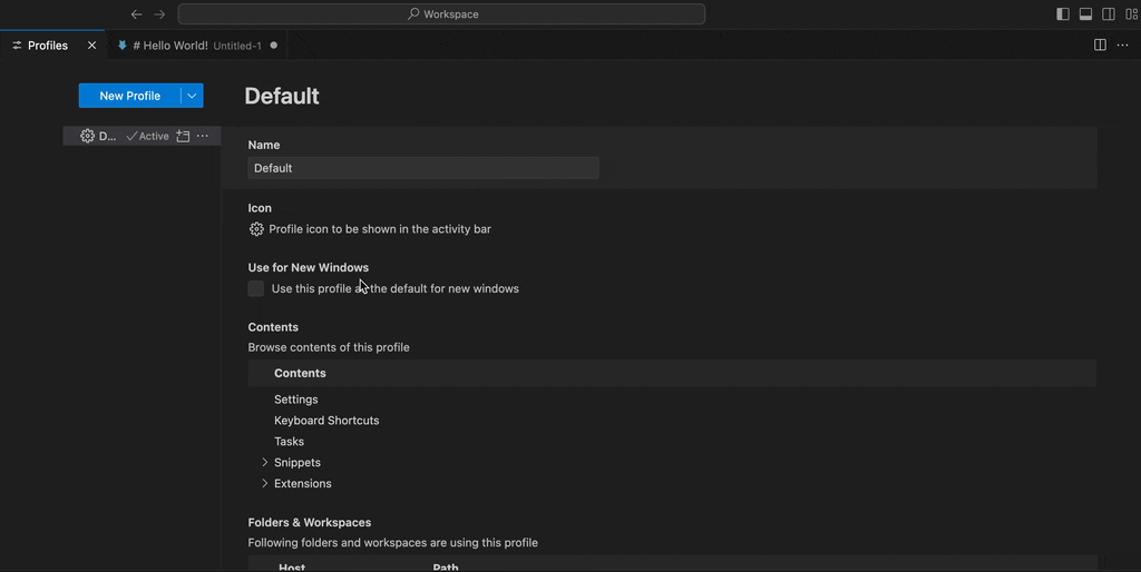 Importing a profile in VS Code